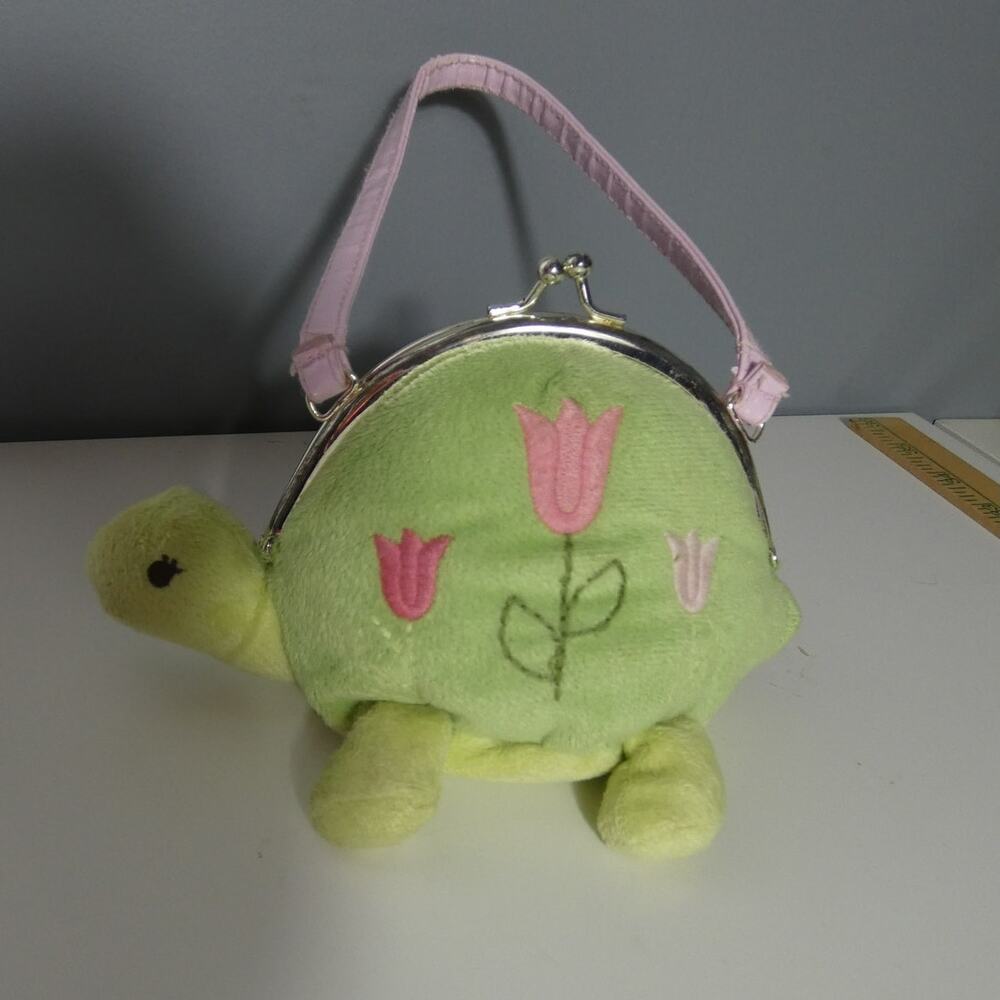Gymboree 2009 Turtle Plush Clasp Purse 6.5 Inches Handle